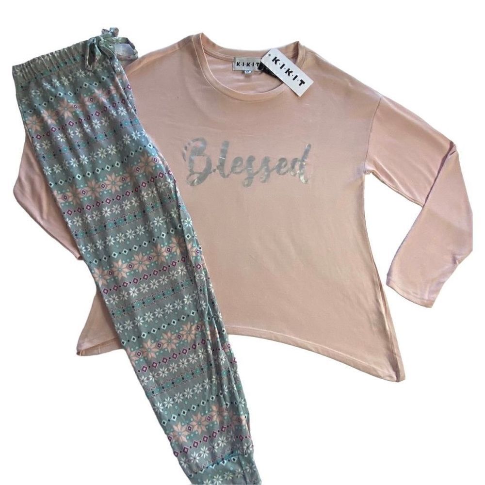 KIKIT Medium 2-Pc. Blessed Long Sleeve & Pant Sleepwear